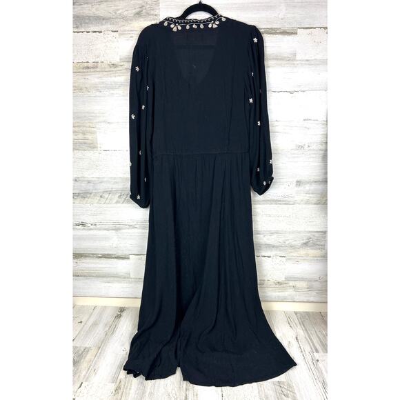 Natural Life Women’s XS Black Embroidered Oversized Maxi Dress Duster NWT - Picture 5 of 12
